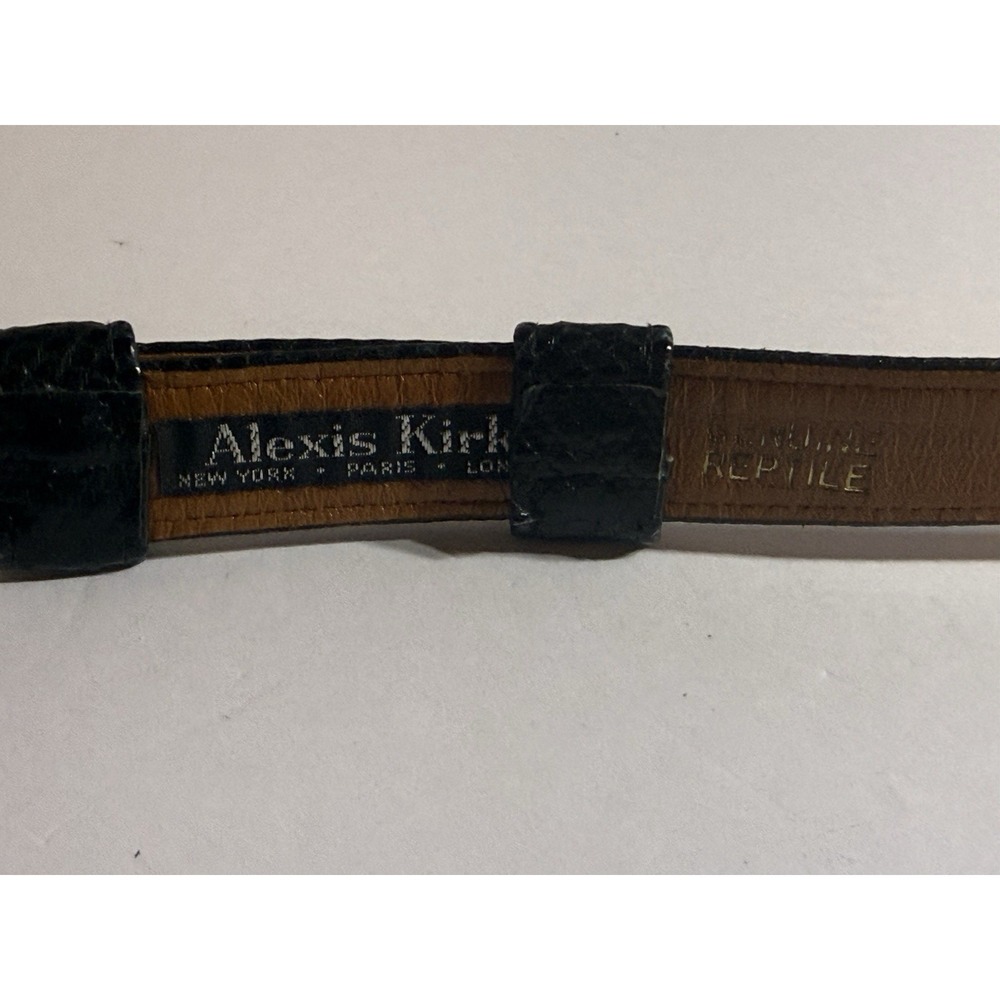 Alexis Kirk Reptile Leather Belt Sculptural Metal Clasp Vintage Statement Adjust - Picture 5 of 13